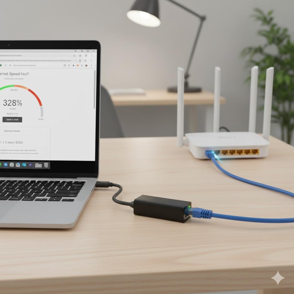USB-C to Gigabit Ethernet Adapter – Type-C to RJ45 LAN Network Converter | 10/100/1000 Mbps | Plug & Play for MacBook, Laptop & PC