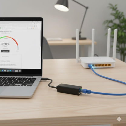 USB-C to Gigabit Ethernet Adapter – Type-C to RJ45 LAN Network Converter | 10/100/1000 Mbps | Plug & Play for MacBook, Laptop & PC