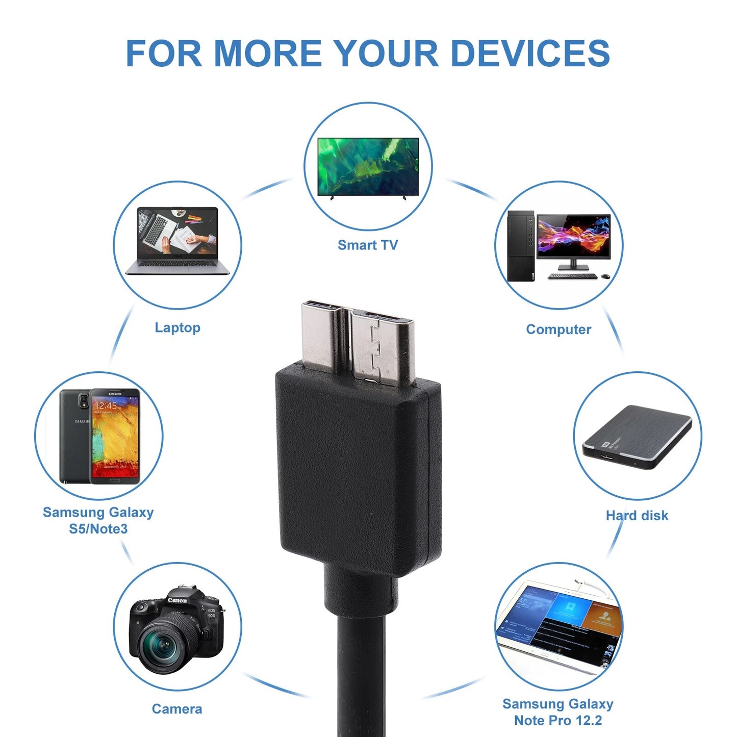 🔌 Micro B Cable – USB 3.0 A Male to Micro USB 3.0 (4.8Gbps)