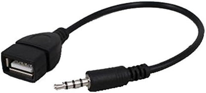USB Female to 3.5mm Jack Male Audio Converter Adapter AUX Cable for Car Laptop Speaker Black