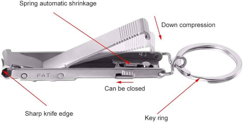 1PC Ultra-Thin Nail Clippers Collapsible Portable Travel Fingernail Keychain Nail Scissors Cutter Stainless Steel Manicure Tool