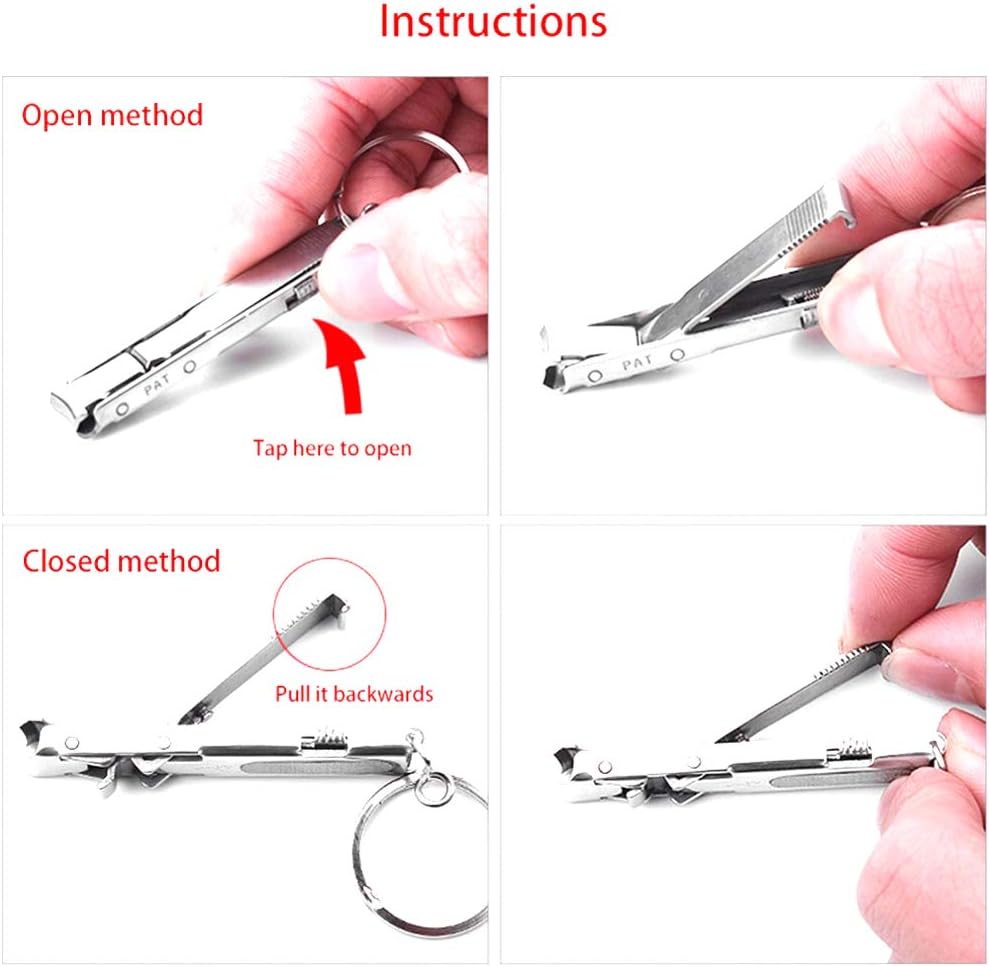1PC Ultra-Thin Nail Clippers Collapsible Portable Travel Fingernail Keychain Nail Scissors Cutter Stainless Steel Manicure Tool