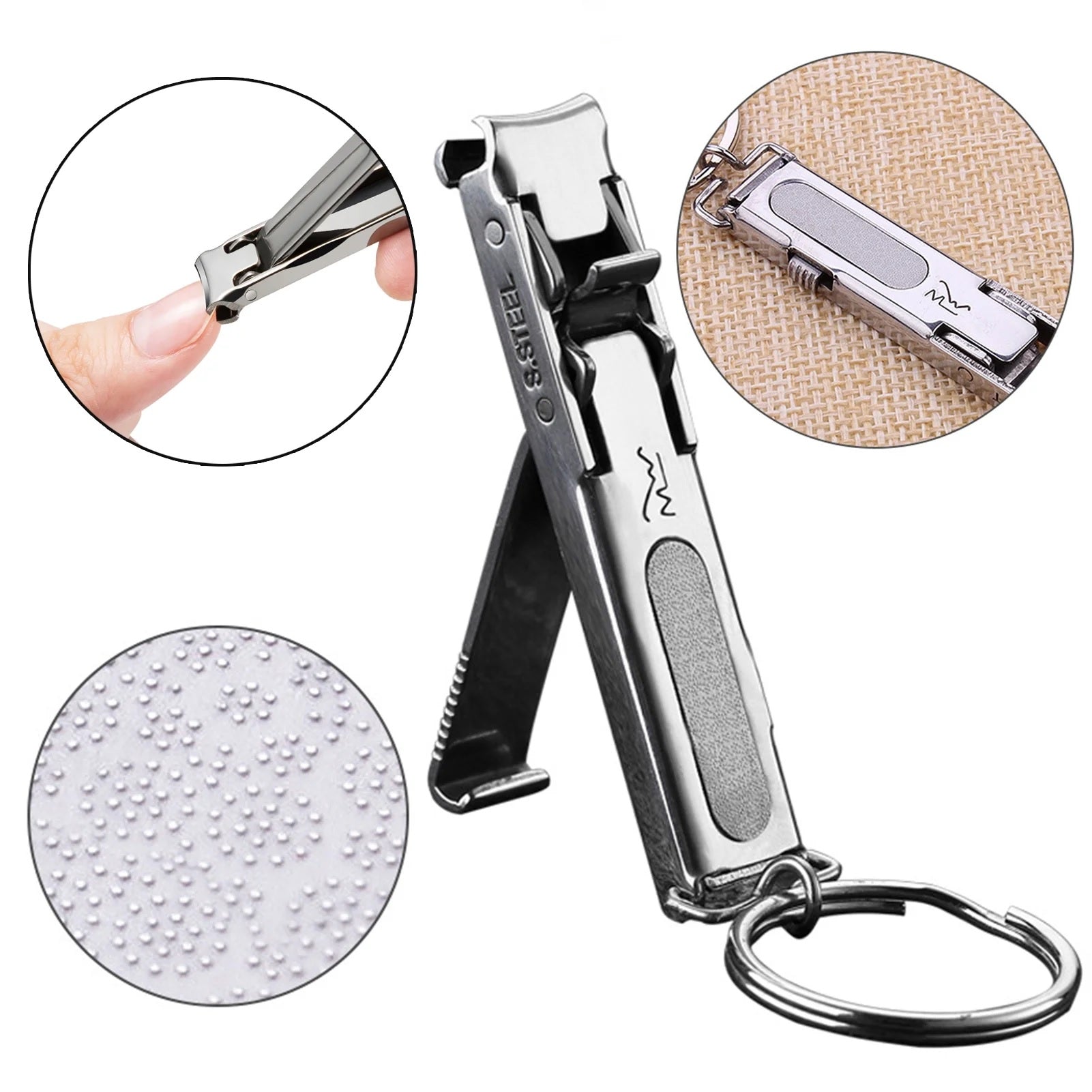 1PC Ultra-Thin Nail Clippers Collapsible Portable Travel Fingernail Keychain Nail Scissors Cutter Stainless Steel Manicure Tool