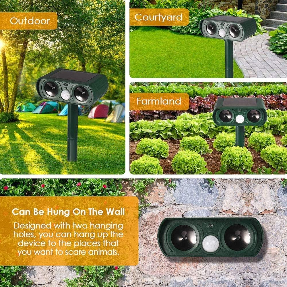 🐾 Ultrasonic Pest Repeller – Solar Powered Animal & Rodent Scarer