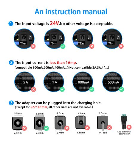 **⚡ 24V 1A Power Supply Adapter  DC Output • 5.5mm × 2.1mm Plug • Universal Switching Adapter**