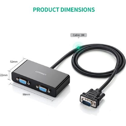 VGA Video Splitter Cable 1 Male to 2 Female 1080P Full HD Display Duplicator for PC, Monitor & Projector (1 Meter)