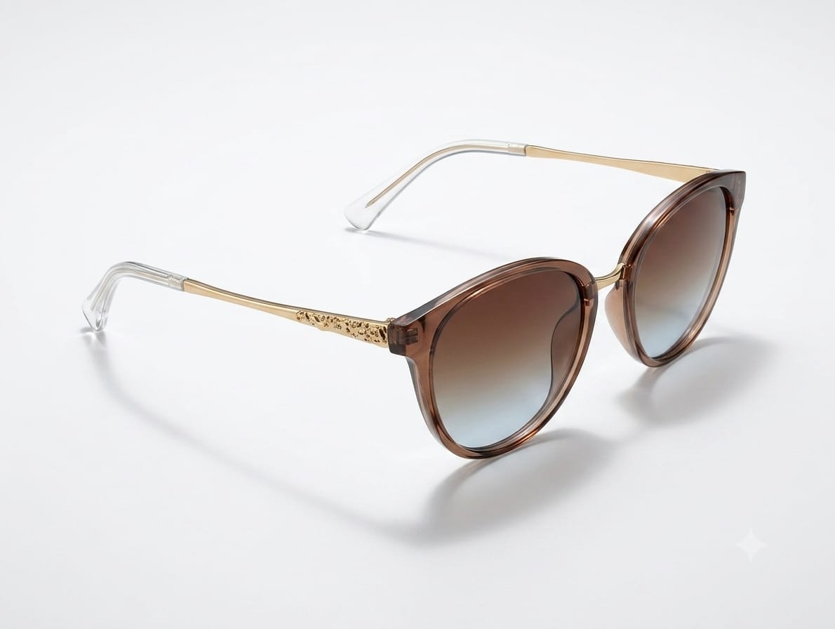 Valentino Sunglasses in Pakistan – Brown Sunglasses with Gold Frame on a White Background