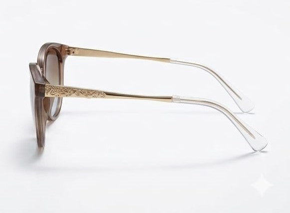 Valentino Sunglasses in Pakistan – Sunglasses with Gold Frame and Brown Lenses on a White Background