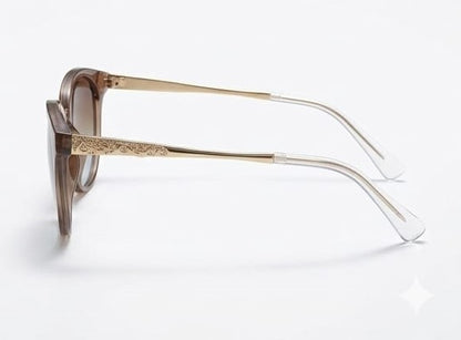 Valentino Sunglasses in Pakistan – Sunglasses with Gold Frame and Brown Lenses on a White Background