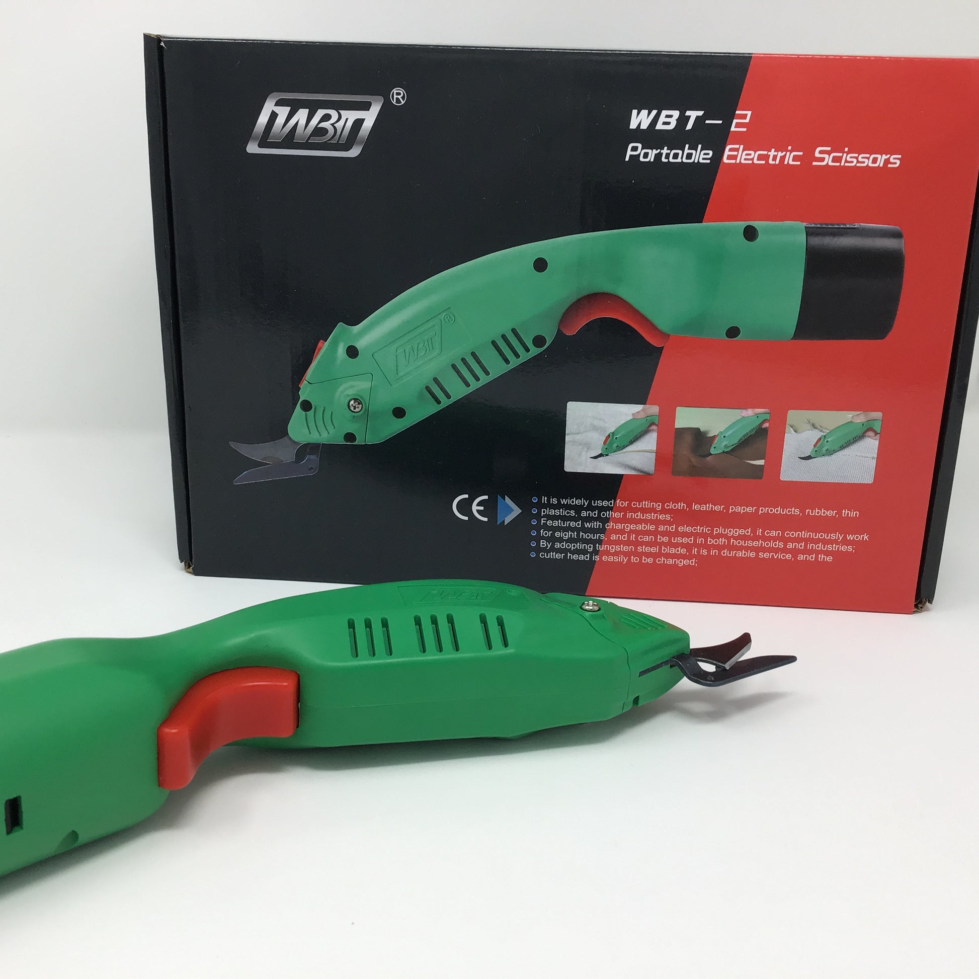WBT-2 cordless electric scissors cutting UHMWPE UD fabric, aramid, and carbon fiber materials