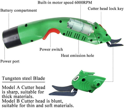 WBT-2 cordless electric scissors cutting UHMWPE UD fabric, aramid, and carbon fiber materials