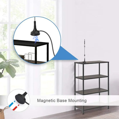 Wifi Signal Booster Antenna with RP-SMA Male Connector ,Magnetic Base 10ft Extension Cable for Wireless WIFI Range Extender