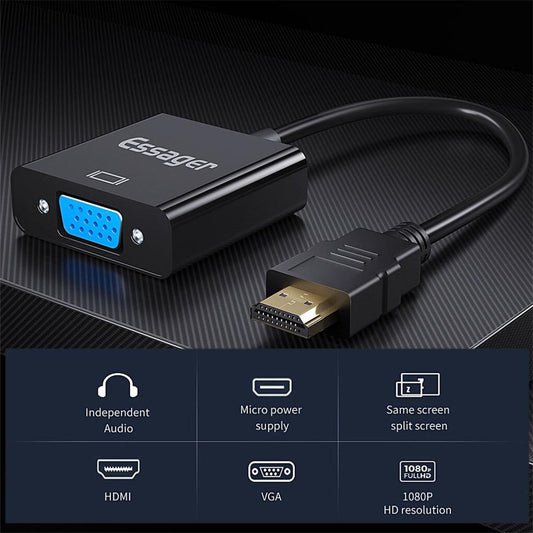 Essager 1080P HDMI To VGA Adapter Video Cable HDMI Male To VGA Female Analog Digital Converter for PS4 Laptop TV Adapter
