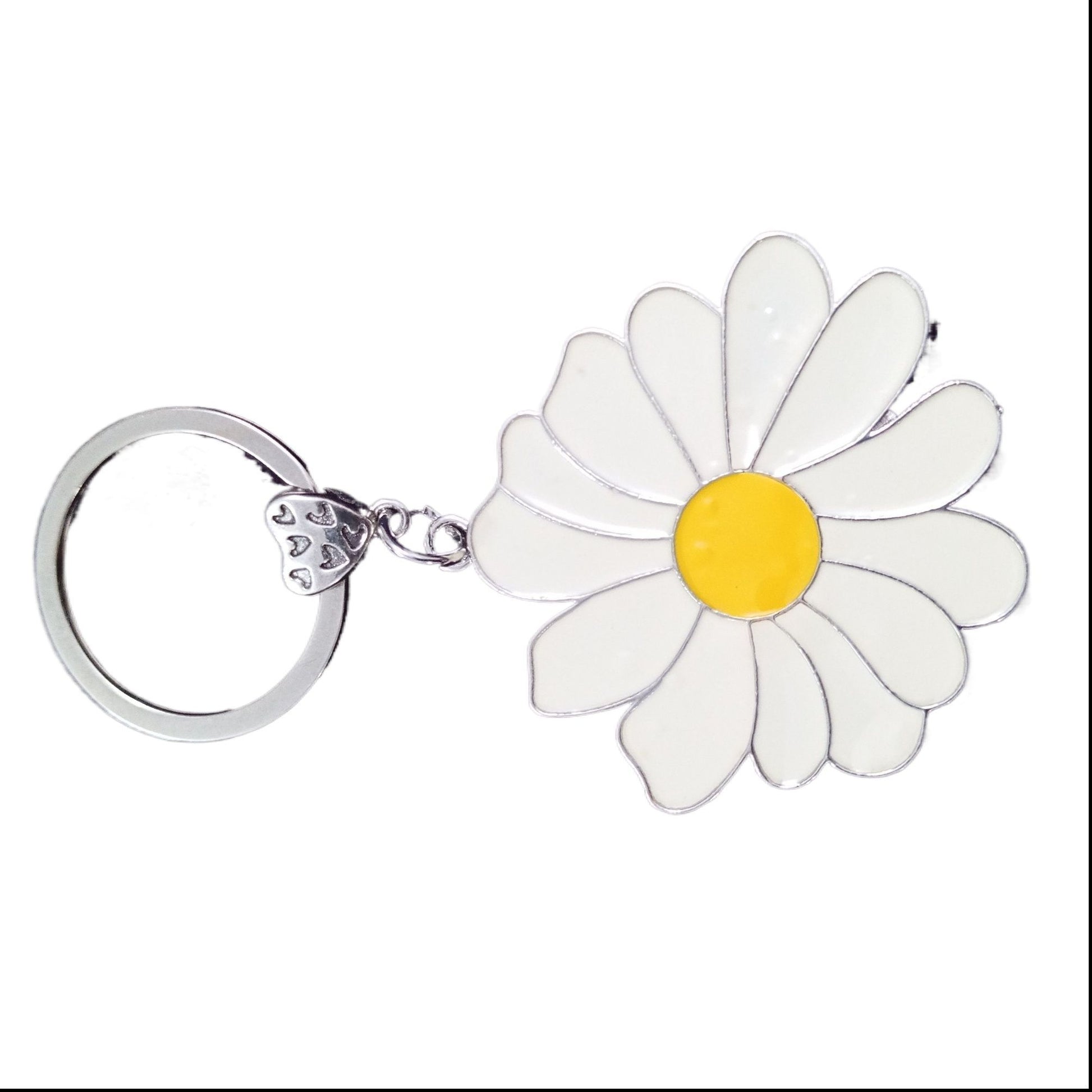 Cute Daisy Keychain, Flower Keychain, Keyring for Women, Car Key Chain Accessories, Novelty Flowers Keyrings, Bag Accessories, Travel Deco, Accessories Gifts for Girls Women (White)