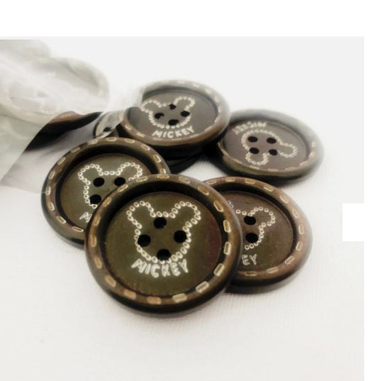 Black Wooden Buttons 25mm Round 4 Hole Flat – Sewing, Scrapbooking, Craft & Costume DIY Buttons (New)