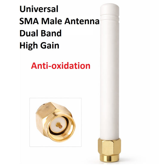 Universal SMA Male 3dBi Copper Spring High Gain Antenna Dual Band 2.4GHz WiFi 850/900/1800/1900MHz Helical Antenna 69mm Gold Plated Connector SMA Inner Needle for Router ESP8266 ESP32 IoT RF Modules