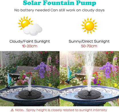 Solar Water Fountain 16 Cm with 4 nozzles, Floating Solar Powered Fountain Pump for Bird Bath  Garden Pond Pool Outdoor 1.4W Round