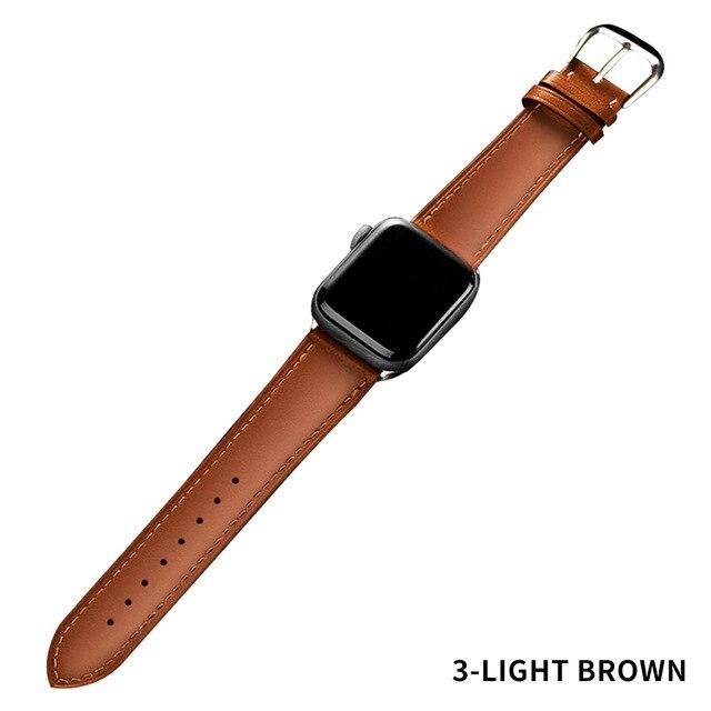Hot Brown Color Genuine Leather Replacement Strap for i Watch Strap 5/4/3/2/1 Men Womens Watch Band  42mm 44mm 45mm 49mm