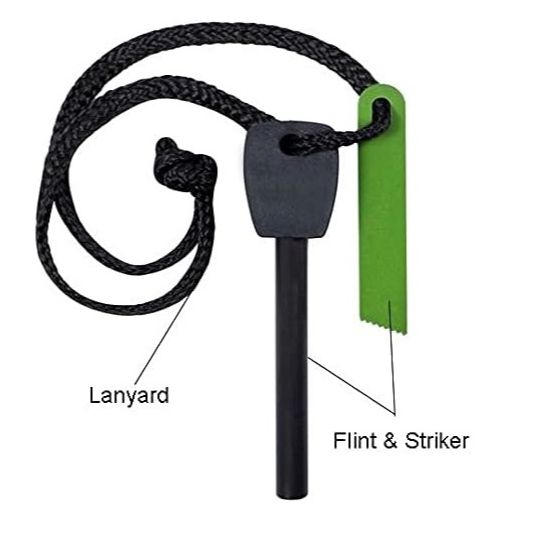 Emergency Fire Starter Magnesium Flint Stick with Striker & Lanyard | Waterproof Survival Fire Starter for Camping, Hiking & Outdoor Gear