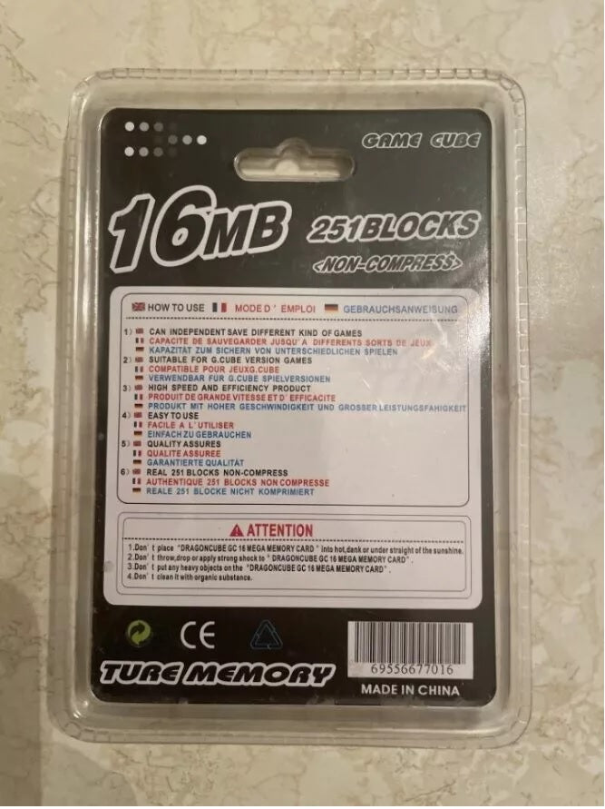 Nintendo GameCube 16MB Memory Card 251 Blocks - High-Quality, Non-Compressed Storage Accessory