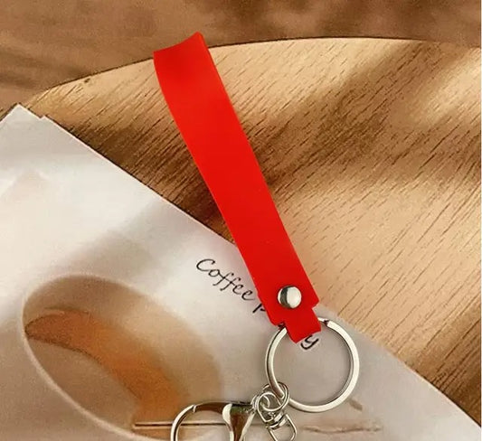 Red Silver KeyRing creative soft leather rope buckle car bag pendant Key Ring Best Qulity 1 Pcs