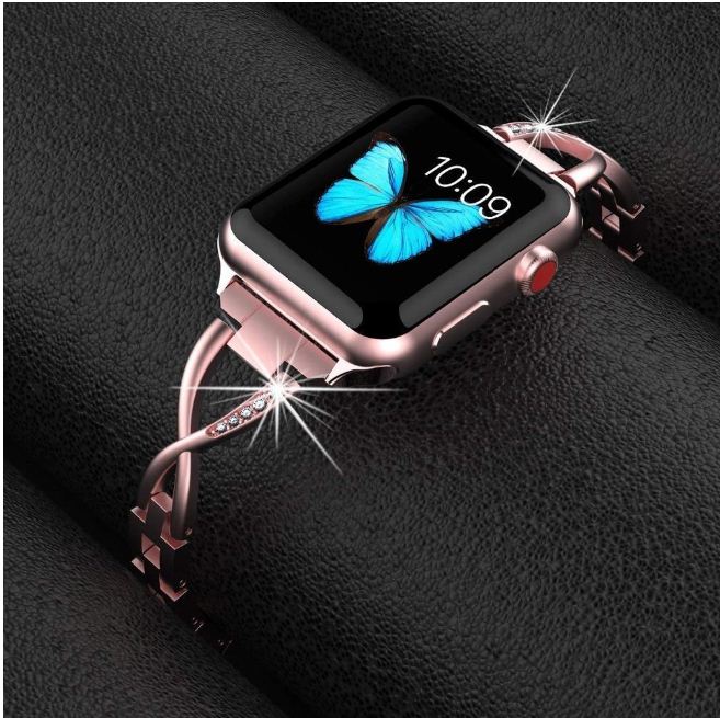 Rose Gold Strap For i Watch Bands 38mm / 40mm Women Watch Band Stainless Steel Replace Strap For Iwatch Series 4 3 2 1