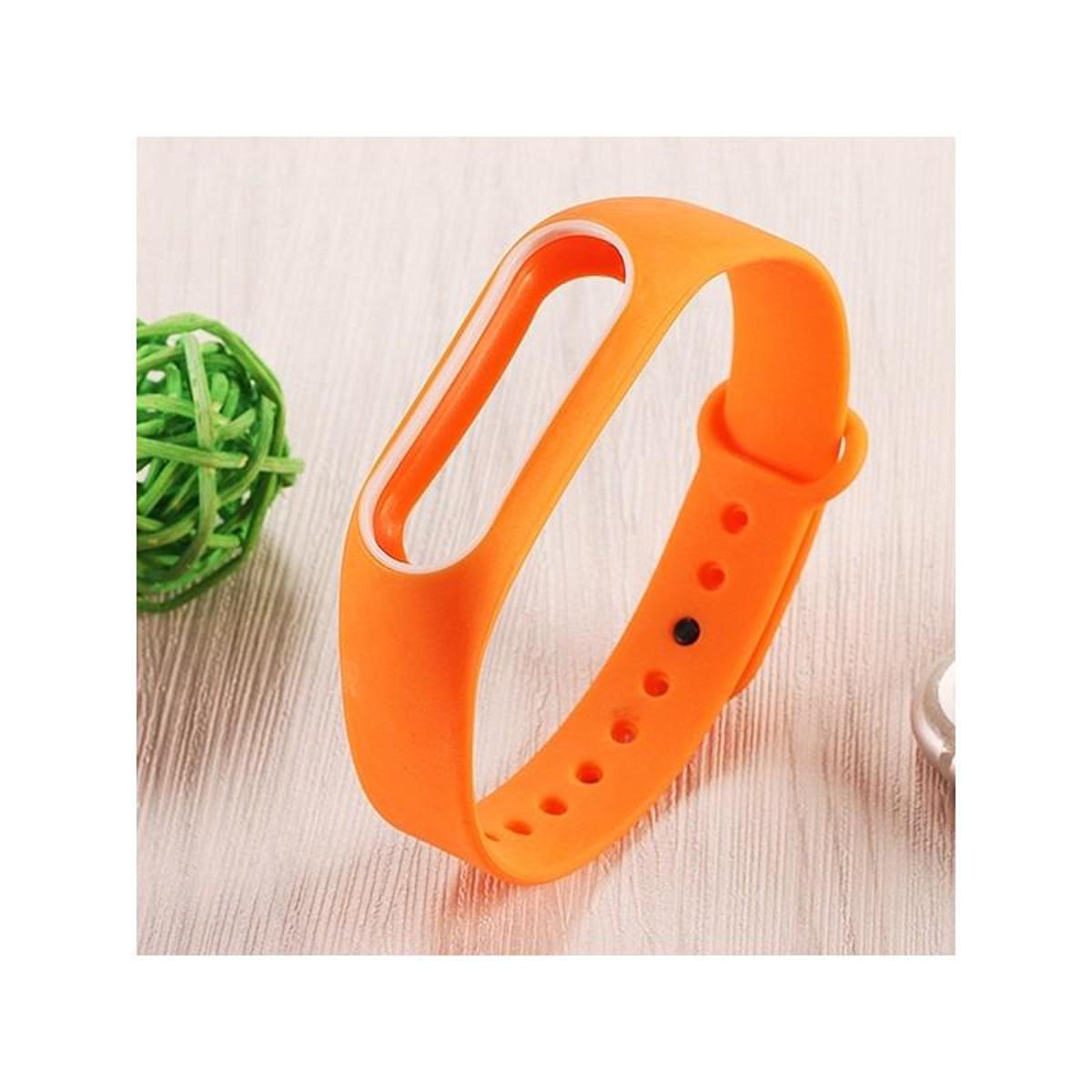 Orange and White Strap for Xiaomi Mi Band 2 Mi HRX In Colored Silicone, Watch, Host Not Included