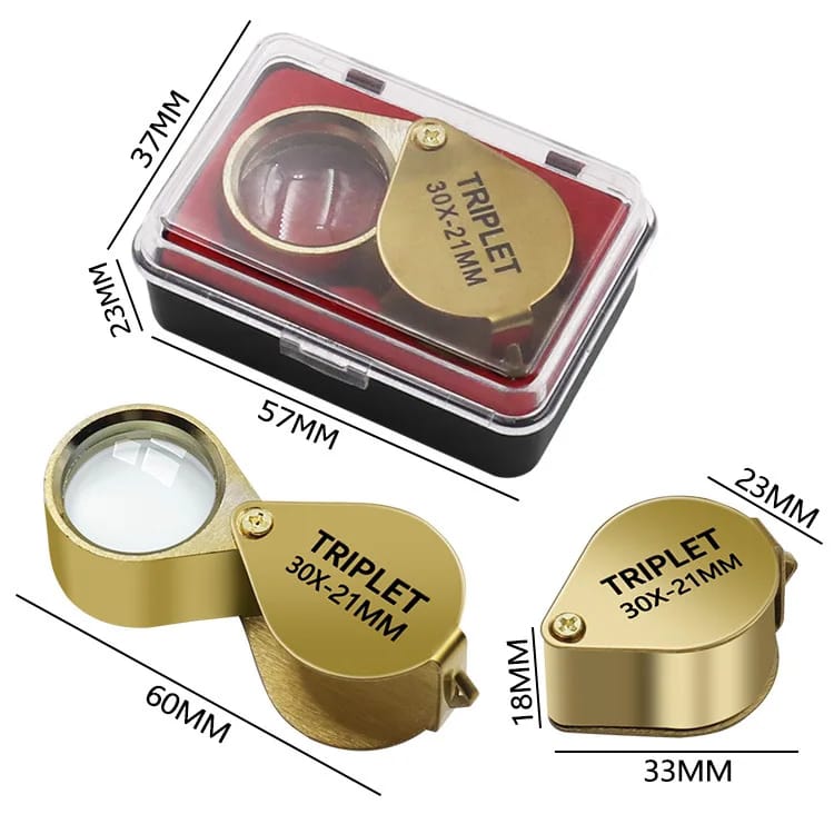 30X Jewelry Magnifying Glass Pocket Magnifier Jewelers Eye Tool Folding Loupe Glass Lens Triplet Glasses Diamond Stamp A1