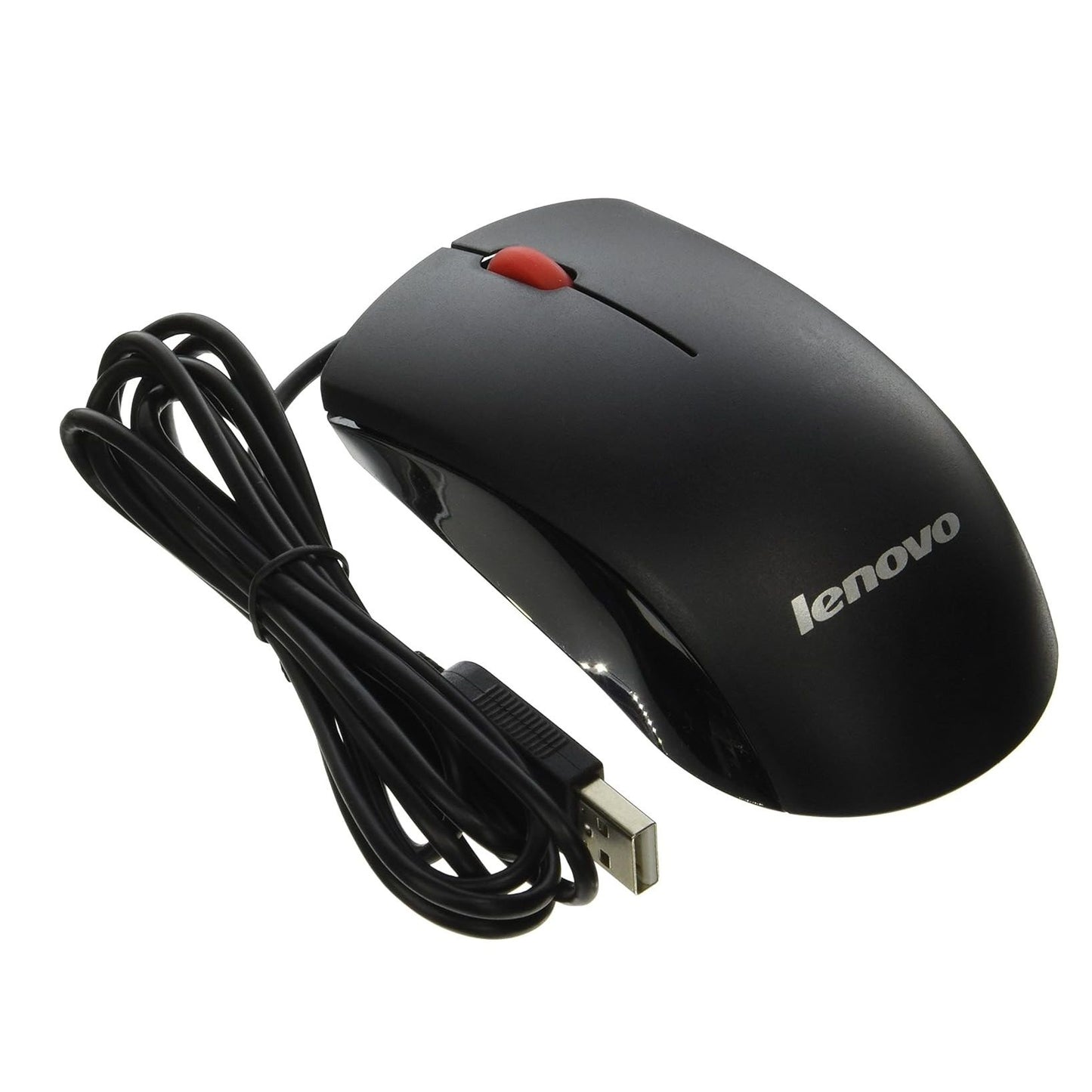 Wired USB Mouse 1600 DPI Optical Sensor – 3 Button Scroll Wheel Ambidextrous Design Plug & Play Lenovo