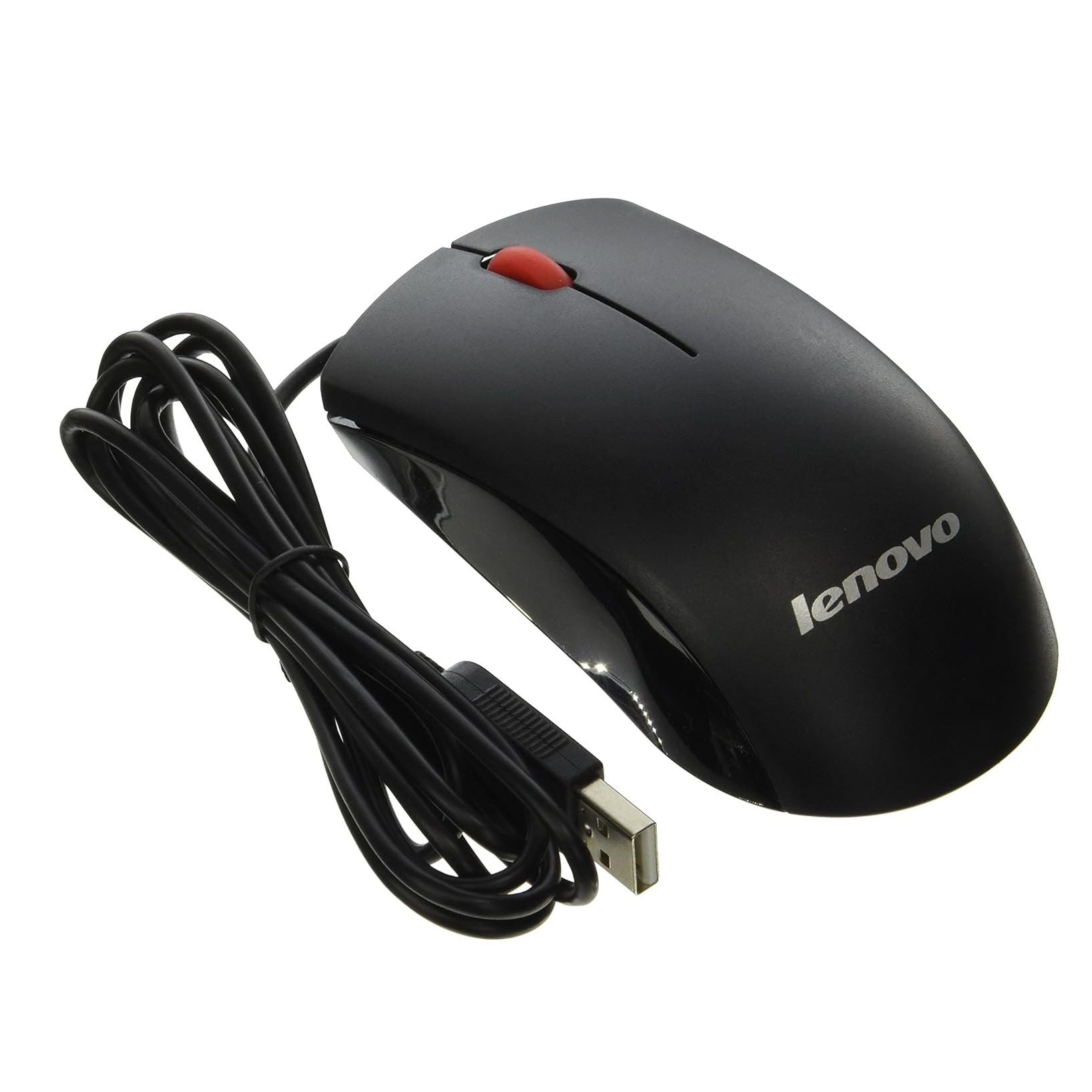 Wired USB Mouse 1600 DPI Optical Sensor – 3 Button Scroll Wheel Ambidextrous Design Plug & Play Lenovo