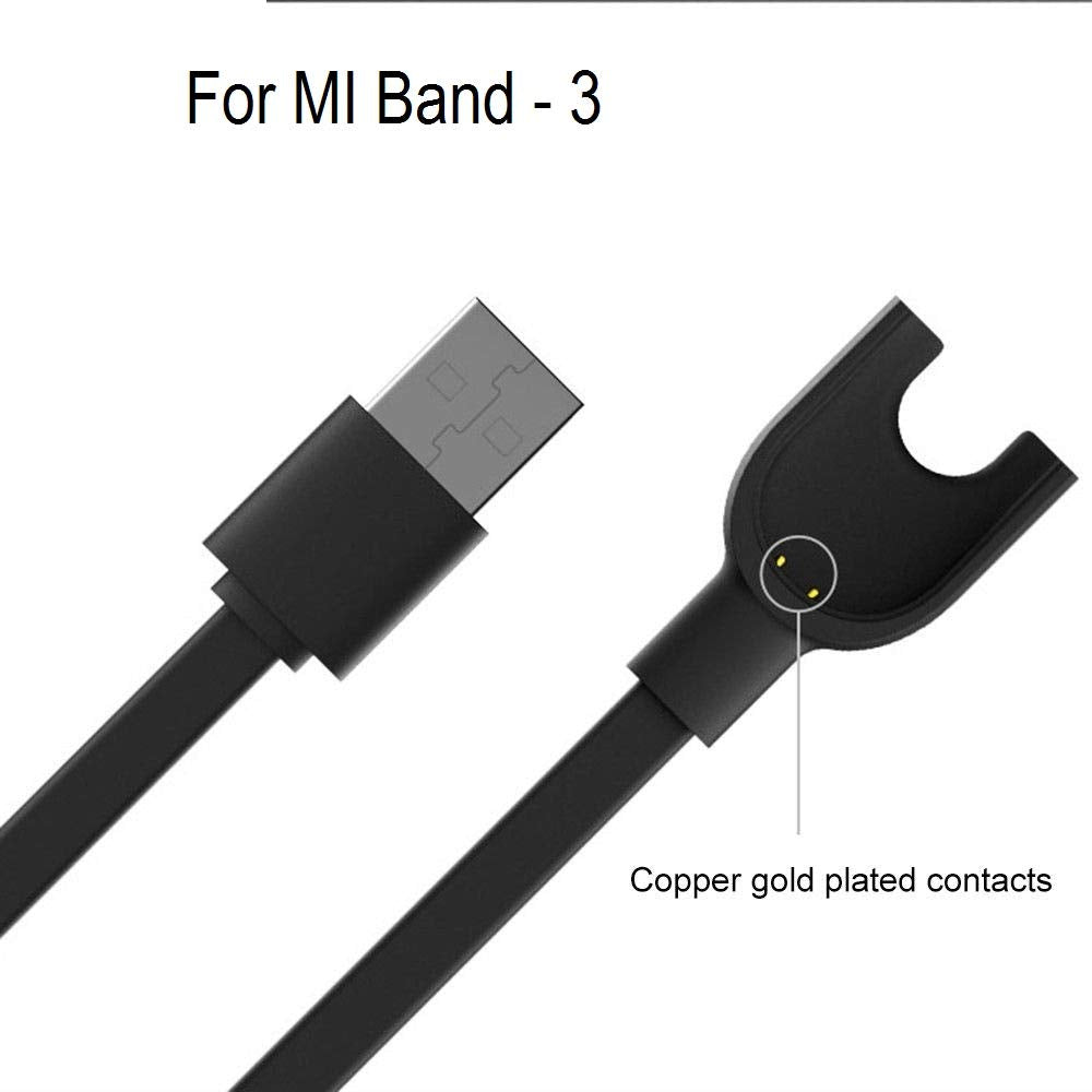 Xiaomi Mi Band 3 Charging Cable Mi 3 hi Quality Premium Product Black (Smart Fitness Watch Not included)