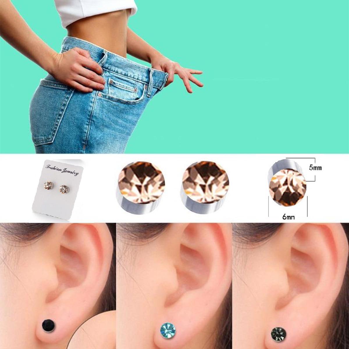 1 Pair Magnetic Slimming Earrings Lose Weight Massage Slim Ear Studs Patch