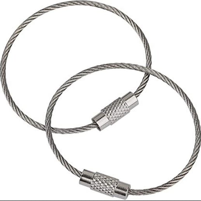 2 Pcs Stainless Steel Wire Key chains Cable Loop Key Ring Multi-Purpose Useful A One Long Life Time Premium Quality Gift Key Chan Screw Locking Outdoor Hiking Fashion