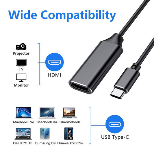 USB C to HDMI 4K Adapter for Apple (Thunderbolt 3 Compatible) with Video Audio Output for  2018/2017/2016,  Note 9/S9/Note 8/S8,  Mate 20 and More (Black)