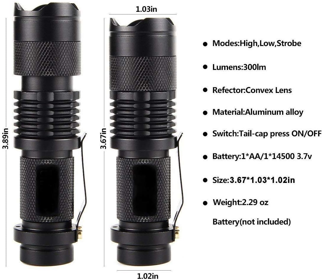 🔦 Mini CREE Flashlight – 360 Lumens  Super Bright LED Torch | Metal Case | Black | Battery NOT Included