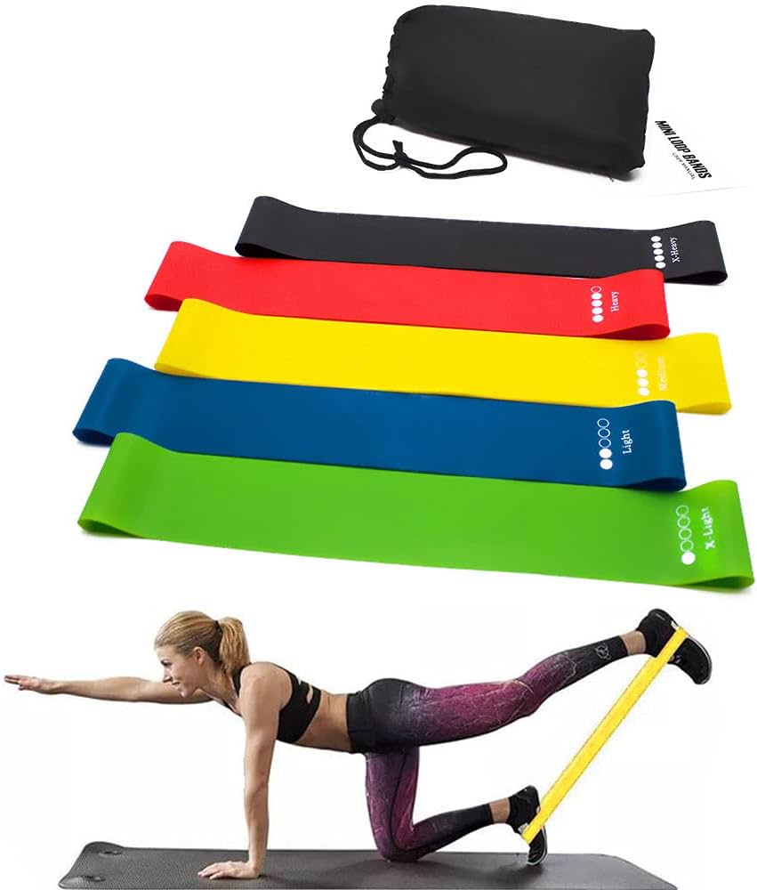 5 Pcs Set A Quality With Bag  Exercise Fitness Bands For Legs And Butt Gym Strength Training Rubber Stretch Loops Bands Fitness Cross Fit Equipment Yoga Belt Exercise Pull Rope Elastic Bands For Fit Home Gym