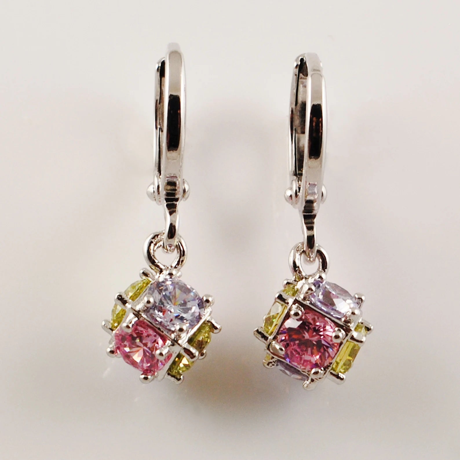 Magic Ball Dangle Earrings Jewelry for Women Multicolor CZ White Gold Color New Design