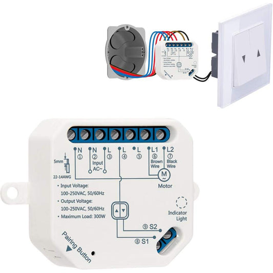 WiFi Shutter Switch Control Module for Electric Shutters Voice Control with Alexa and Google Home Smart Life App Control Timer Switch for Blinds and Blinds 300W