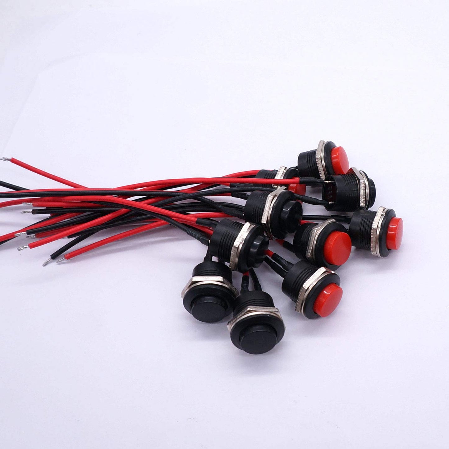 16mm Push Button Switch ON/OFF Momentary | 12V Round Push Button Power Switch with Pre-Wired Cable Red And Black color