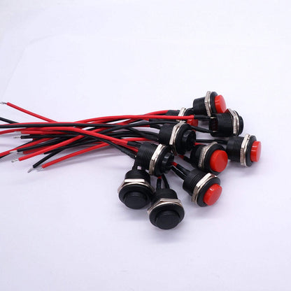 16mm Push Button Switch ON/OFF Momentary | 12V Round Push Button Power Switch with Pre-Wired Cable Red And Black color