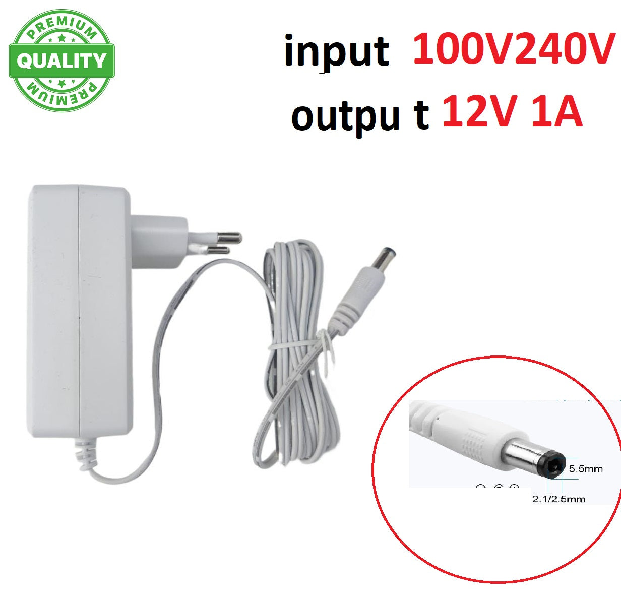 12V 1AMP DC Power Adapter Powers Supply(AC Input 100-240V Dc Output 12 Volt 1 Amps)CCTV Camera,SMPS for LCD Monitor,Router Modem,LED Strip Light,Set Top Box,Router,TV Power Adaptor,