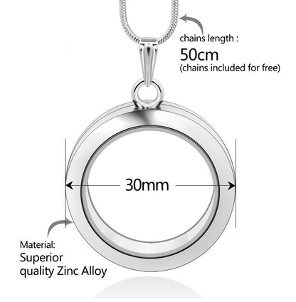 Round Openable Locket Pendant with Chain Necklace Link Chain  Women Jewerly 30*30mm