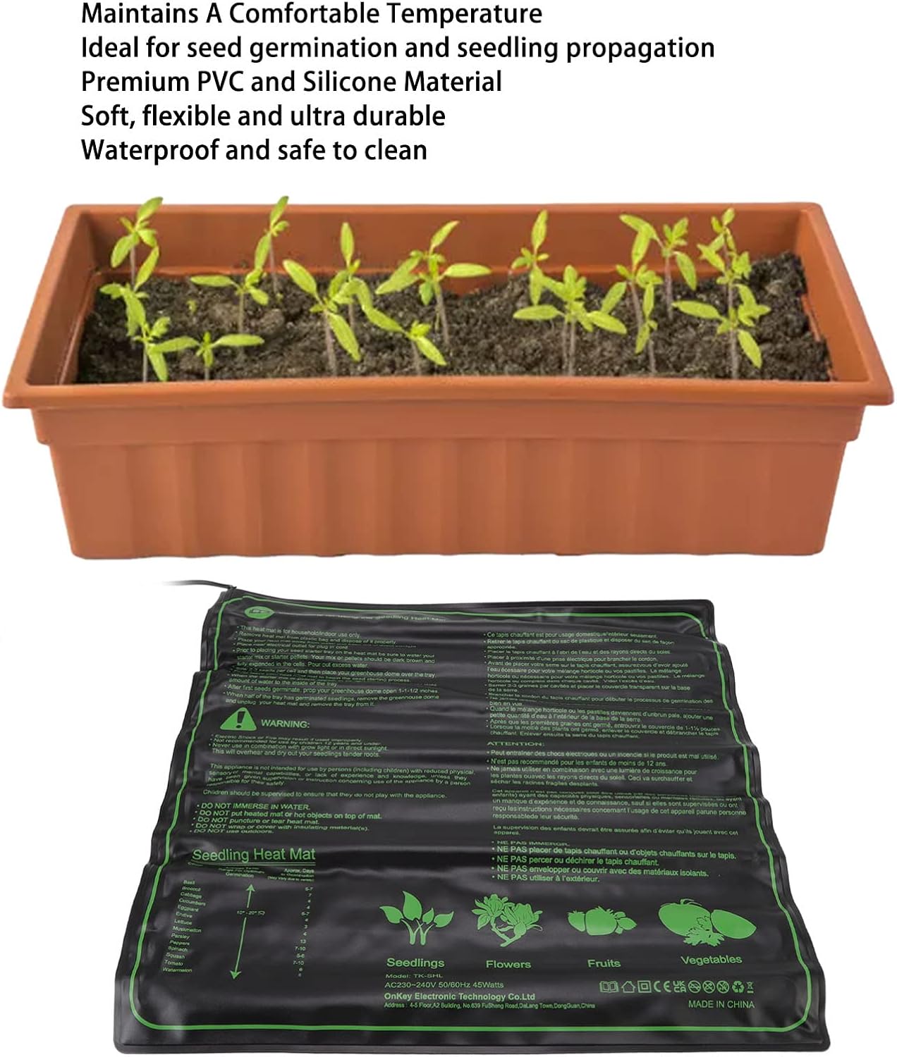 Hyindoor Seedling Heat Mat Heated Propagator Durable Waterproof Seedling Heating Pad for Winter Hydroponic Indoor Seedling Germination (20"x 20" Heat Mat)