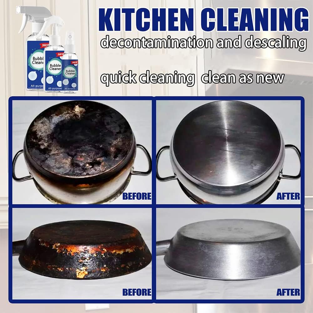 Foaming Heavy Oil Stain Cleaner, Foam Spray Cleaner, All-Purpose Bubble Cleaner, Foam Rust Remover Kitchen All-Purpose Cleaning Bubble Spray, Rinse-Free Cleaning Spray Grease Stain Removal (200ML)