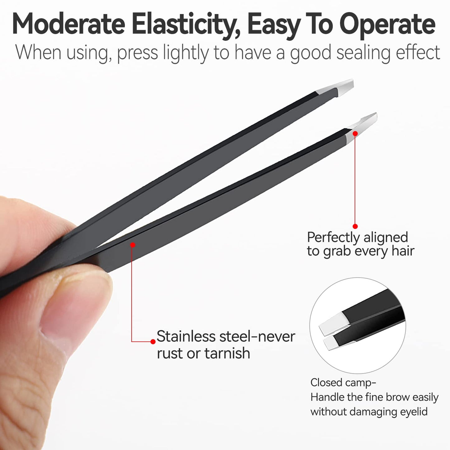 Roofa Spain Deluxe Slant Tip Tweezer Black Stainless Steel Tweezers | Professional Slant Tip For Eyebrows splinter removal, ingrown hair handling | Extra Sharp Hair Removal Tool | For Eyebrow Shaping | For Men And Women