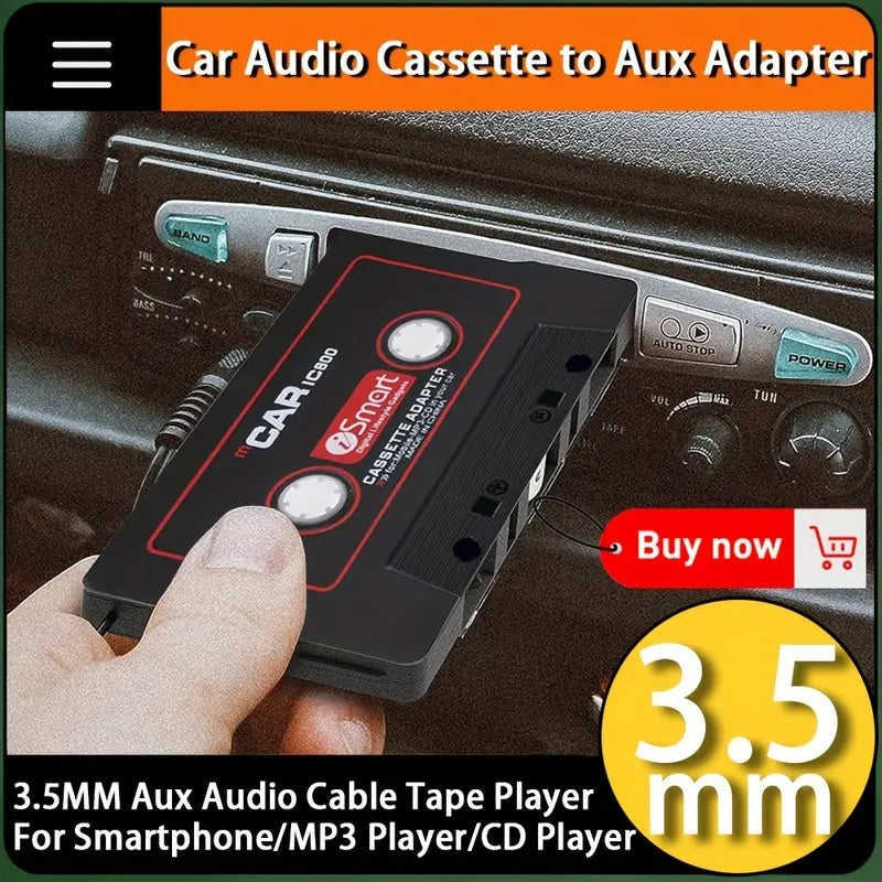 Car Audio Cassette to Aux Adapter, 3.5mm Auxiliary Cable Cassette Receiver, Stereo Audio Tape Converter, Cassette Tape to Auxiliary Adapter, Suitable for Classic Cars And Radios