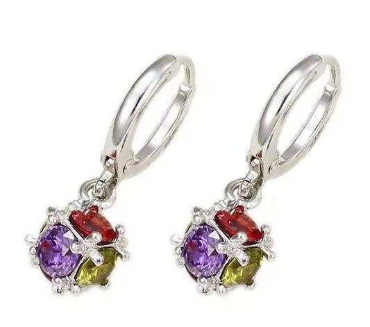 Magic Ball Dangle Earrings Jewelry for Women Multicolor CZ White Gold Color New Design