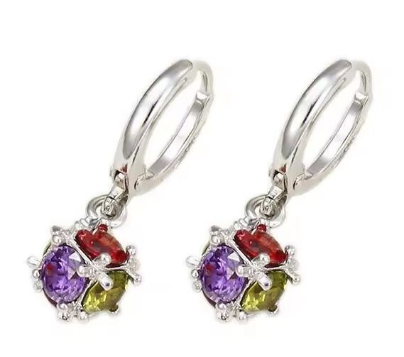 Magic Ball Dangle Earrings Jewelry for Women Multicolor CZ White Gold Color New Design