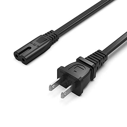 2-Pin AC Power Cable Cord – 6-Foot Heavy-Duty (Black, 100% Branded Copper)  Universal Power Cord for Laptops, LED TVs, Printers, PCs, PlayStation, Recorders & Cameras