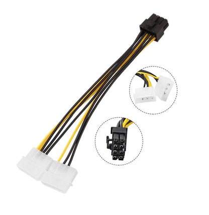 8-Pin PCI Express to Dual 4-Pin Molex LP4 Graphics Card Power Cable PCI-E ATX PSU Power Converter Adapter Cable Pack of 1
